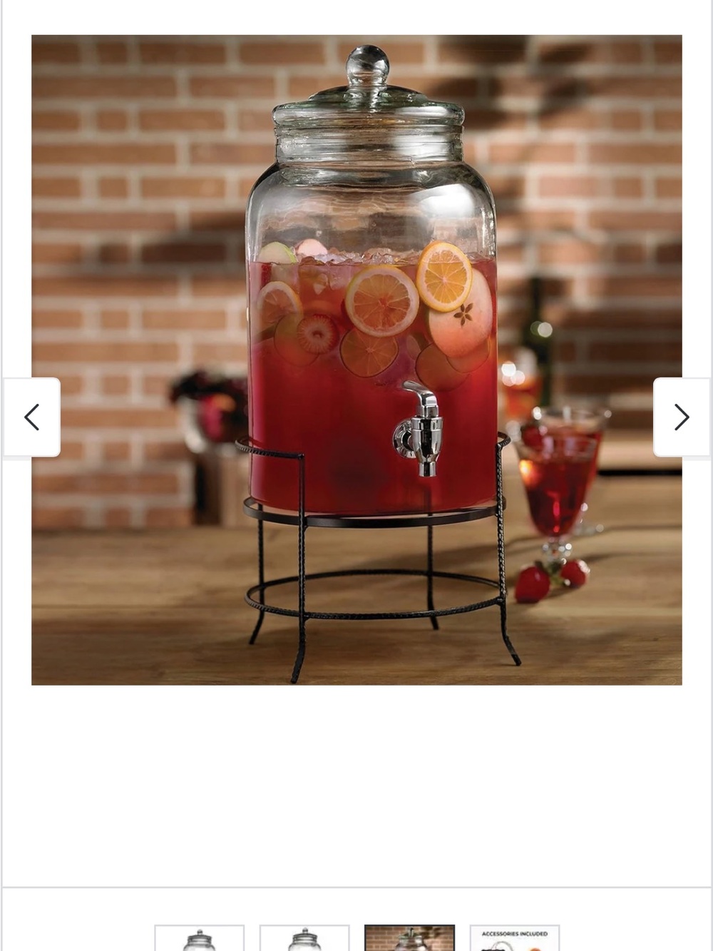 Glass Beverage Dispenser with Silver Gray Metal Stand - Clear - Picture 3 of 6